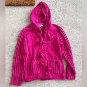 Vintage 90s coldwater creek hot pink toggle closure wool jacket coat fleece top